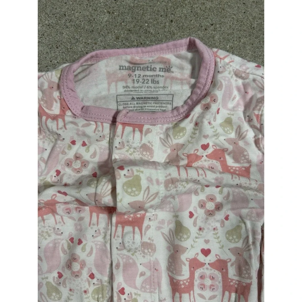 Magnetic Me Footie Pajamas PJs Baby Girls‎ Size 9-12 M Woodland Animals